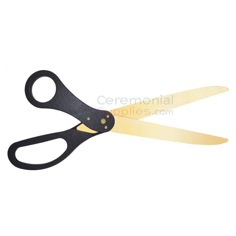 25 Black Ribbon Cutting Scissors with Gold Blades