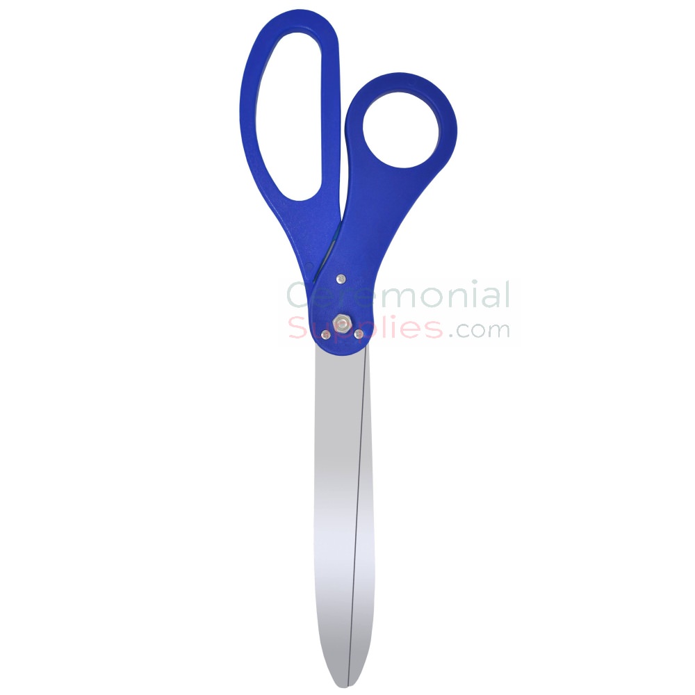 Deluxe Grand Opening Ribbon Cutting Ceremony Kit - 25 Giant Scissors with  Blue Satin Ribbon, Banner, Bows, Balloons & More