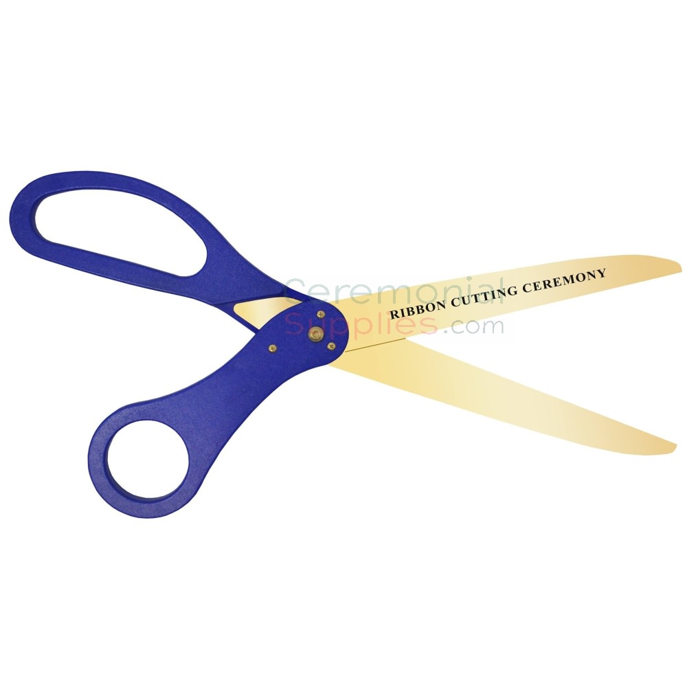 25 Blue Ribbon Cutting Scissors with Gold Blades - Engraving, Awards &  Gifts