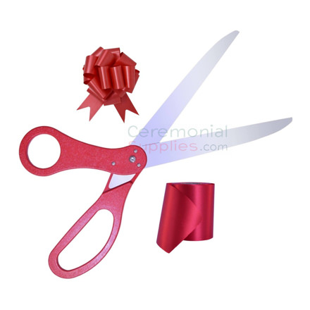 Deluxe Silver Grand Opening Ribbon Cutting Ceremony Kit - 25 Giant  Scissors with Silver Satin Ribbon, Banner, Bows, Balloons & More