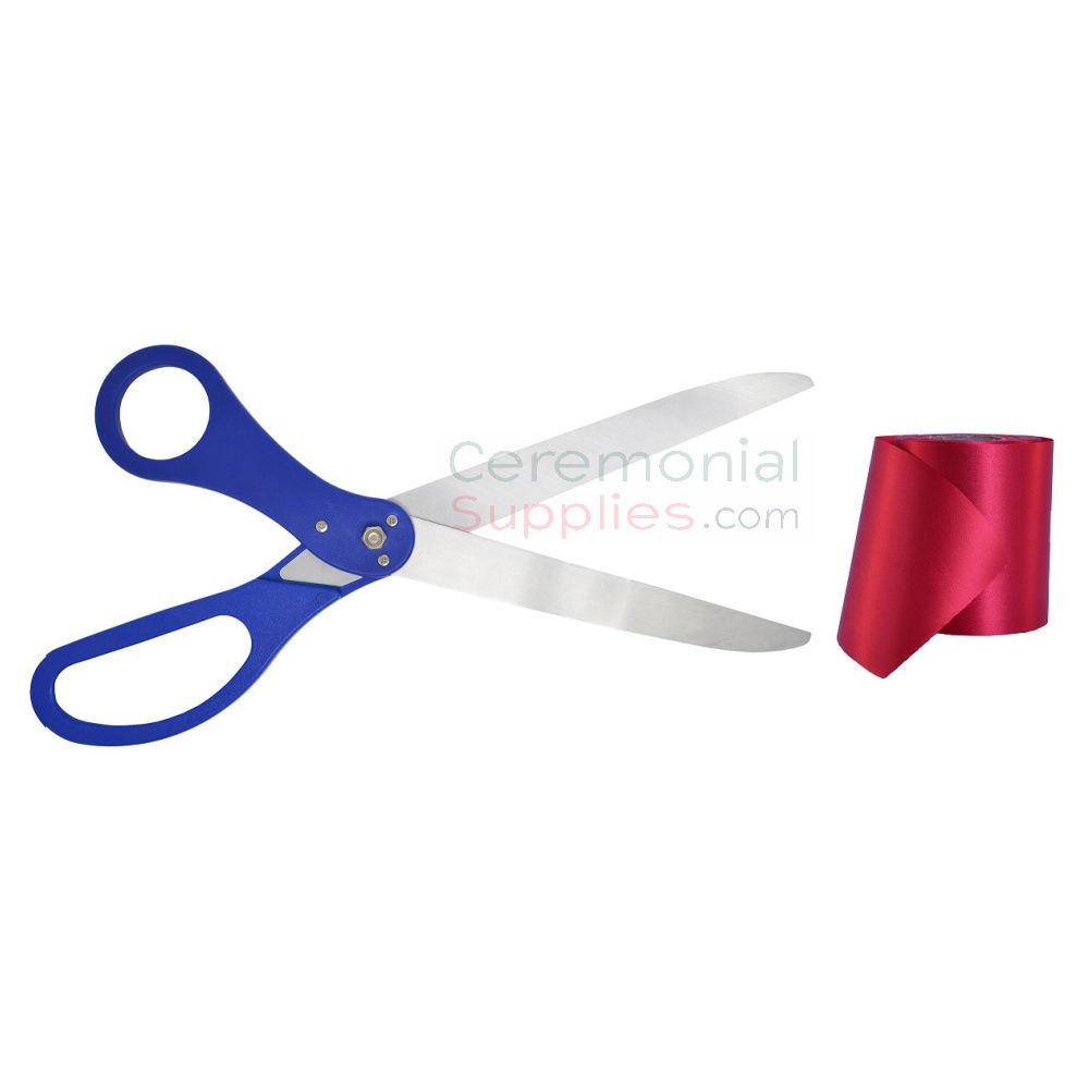 Deluxe Grand Opening Ribbon Cutting Ceremony Kit - 25 Giant Scissors with  Blue