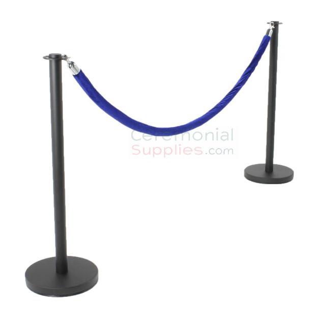 Black Flat Top Stanchions And Rope Set  Ceremonial Groundbreaking, Grand  Opening , Crowd Control & Memorial Supplies