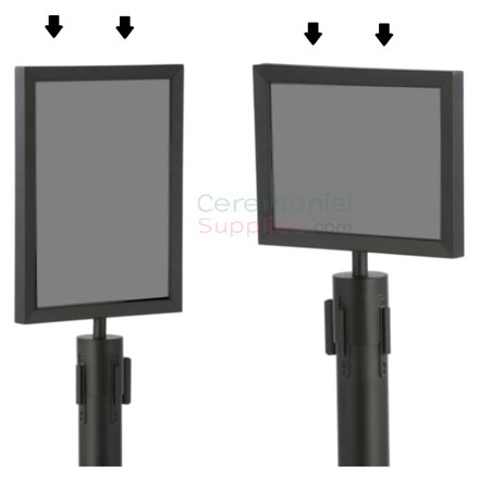 Black Stanchion Frames in Portrait and Landscape view