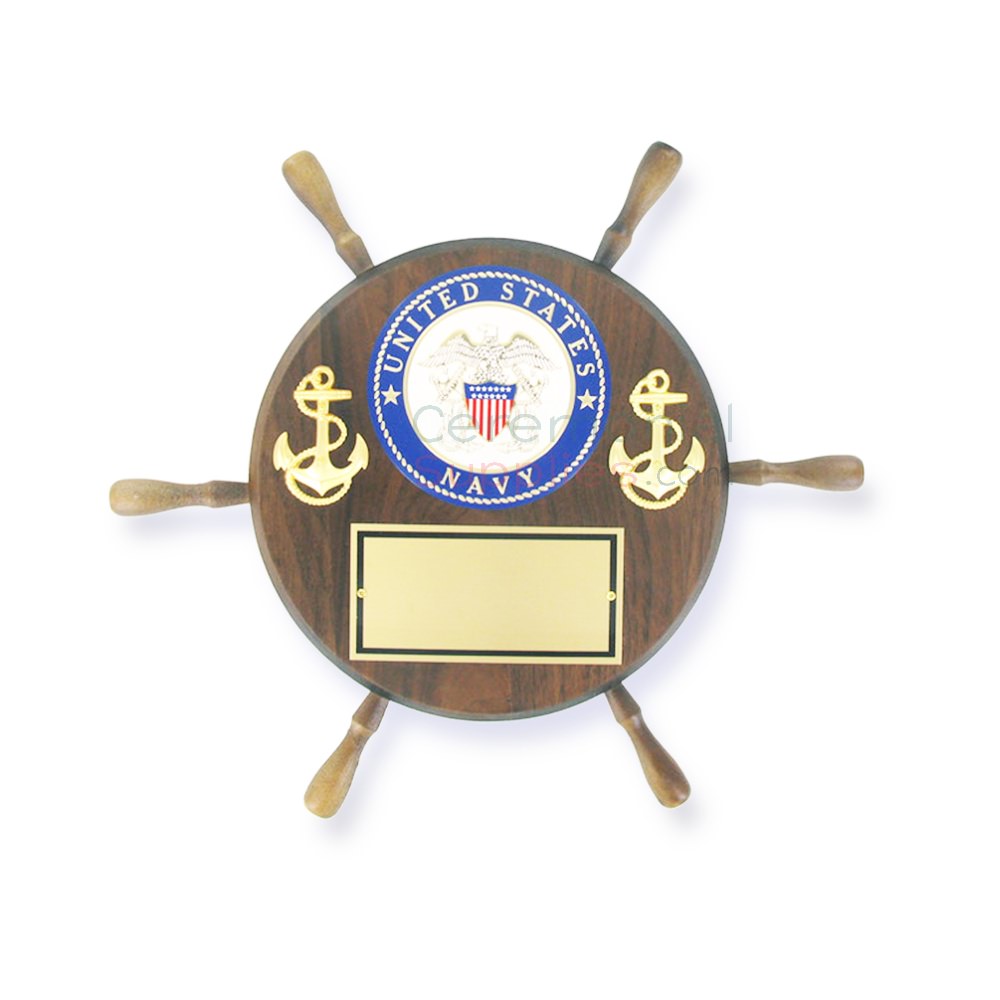 Us Navy Medallion Ship Wheel Award Plaque  Ceremonial Groundbreaking,  Grand Opening , Crowd Control & Memorial Supplies