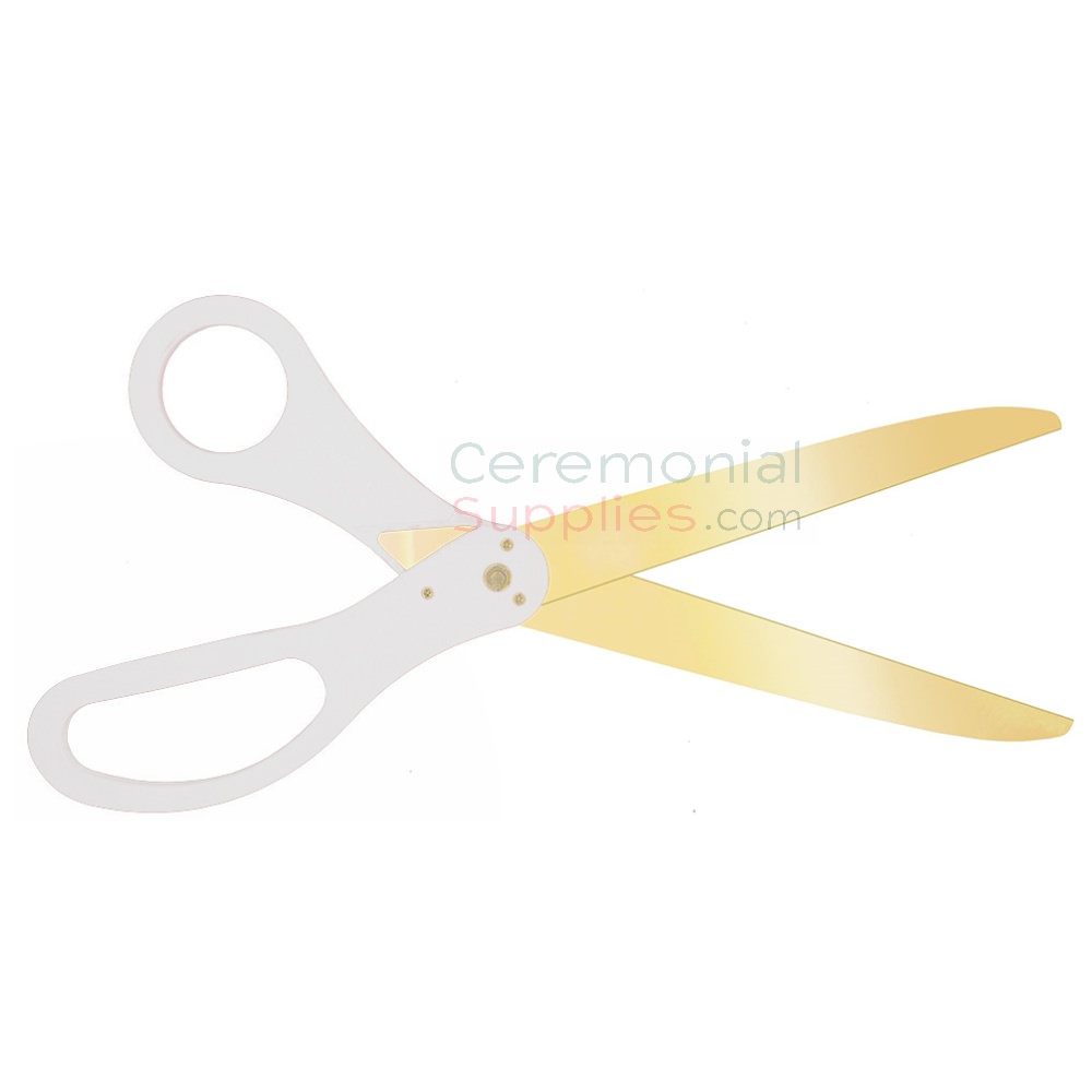 36 Gold Ribbon Cutting Scissors with Silver Blades