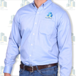 Man wearing Oxford long sleeve shirt