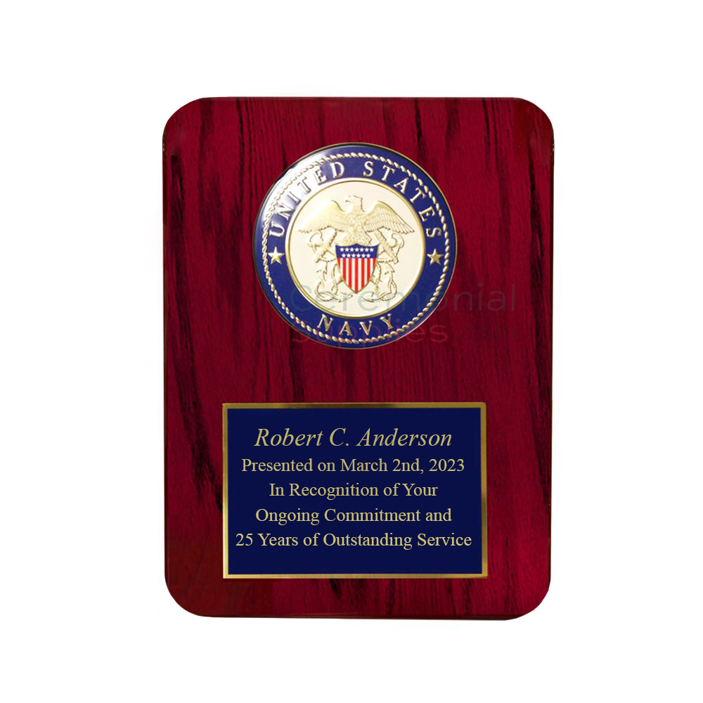 US Navy Medallion Award Plaque