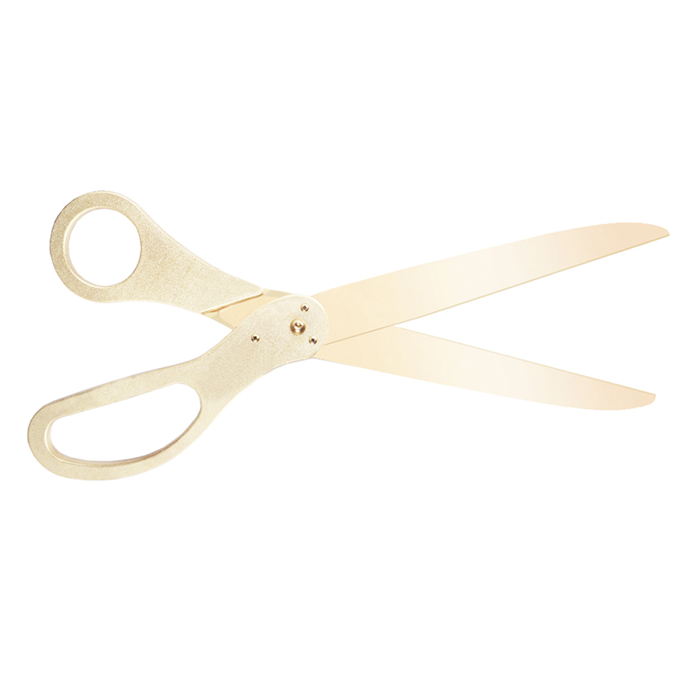 36 Gold Ribbon Cutting Scissors with Silver Blades