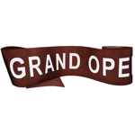 Picture of the Pre-printed Brown Grand Opening Ribbon
