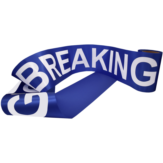 Picture of the Blue Pre-printed Groundbreaking Ribbon