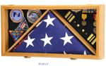 Military Flag and Awards Display Case - Walnut