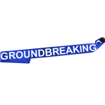 Semi Open Blue Pre-printed Groundbreaking Ceremony Ribbon