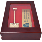 Closeup picture of the Commemorative Groundbreaking Mini Shovel Display Keepsake