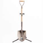 Image of a Customized Deluxe Groundbreaking Chrome Shovel with Shovel Stand