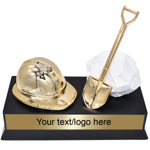 Picture of the Groundbreaking Hat and Shovel Keepsake Construction Trophy with Custom Plate