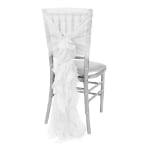 Image of a white Soft Curly Willow Ruffles Chair Sash & Cap