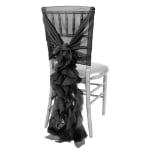 Image of a black Soft Curly Willow Ruffles Chair Sash & Cap