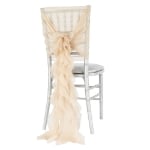 Image of a Champagne Soft Curly Willow Ruffles Chair Sash and Cap