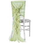 Image of the Sage Green  Soft Curly Willow Ruffles Chair Sash & Cap