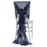 Image of the Navy Blue  Soft Curly Willow Ruffles Chair Sash & Cap