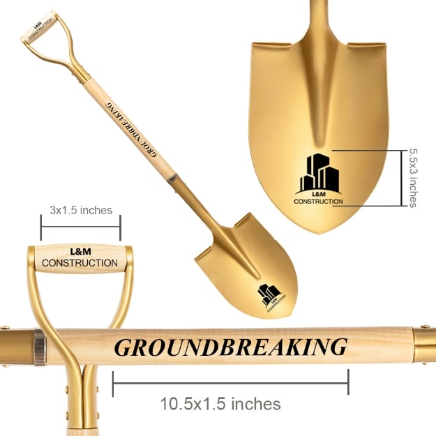 Customized Matte Gold Groundbreaking shovel