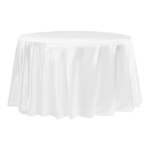 Round Satin Tablecloth in White