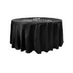 Black  Customized Round Satin Tablecloth