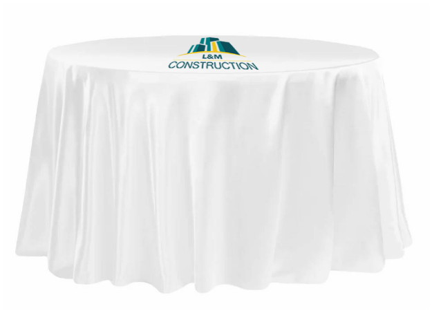 White Customized Round Satin Tablecloth