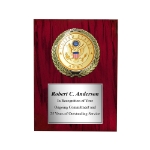 Cherry finish plaque with the US Army medallion and silver area for engraving